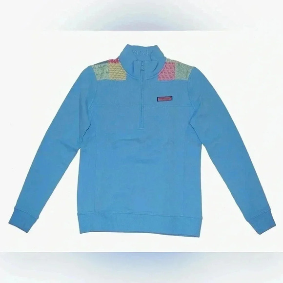 Vineyard Vines Women’s Madras Patchwork Shoulder Shep Shirt Sweatshirt Medium - Picture 2 of 16